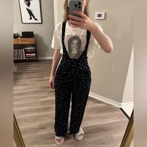 free people black and white polka dot jumpsuit size 0 fits like small